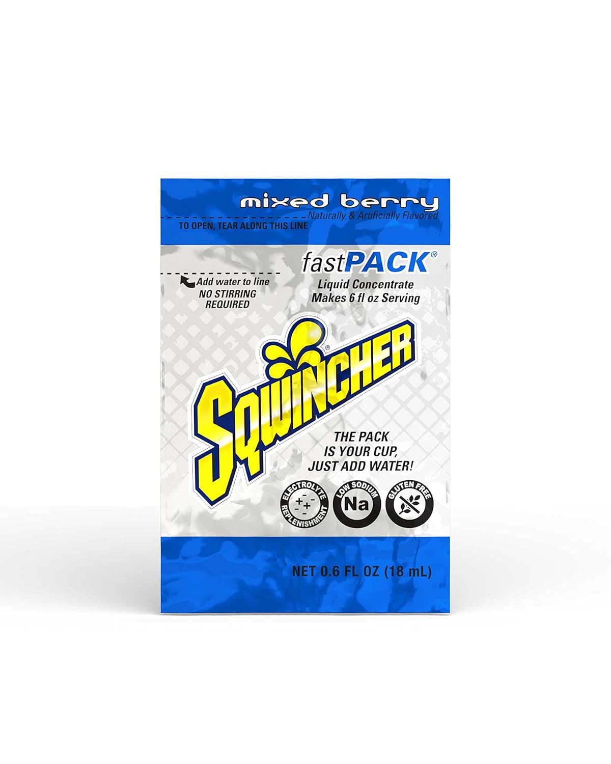 Sqwincher Fast Pack Liquid Concentrate | Mixed Berry Flavored | Low Calorie | Low Sodium | Electrolyte Replenishment