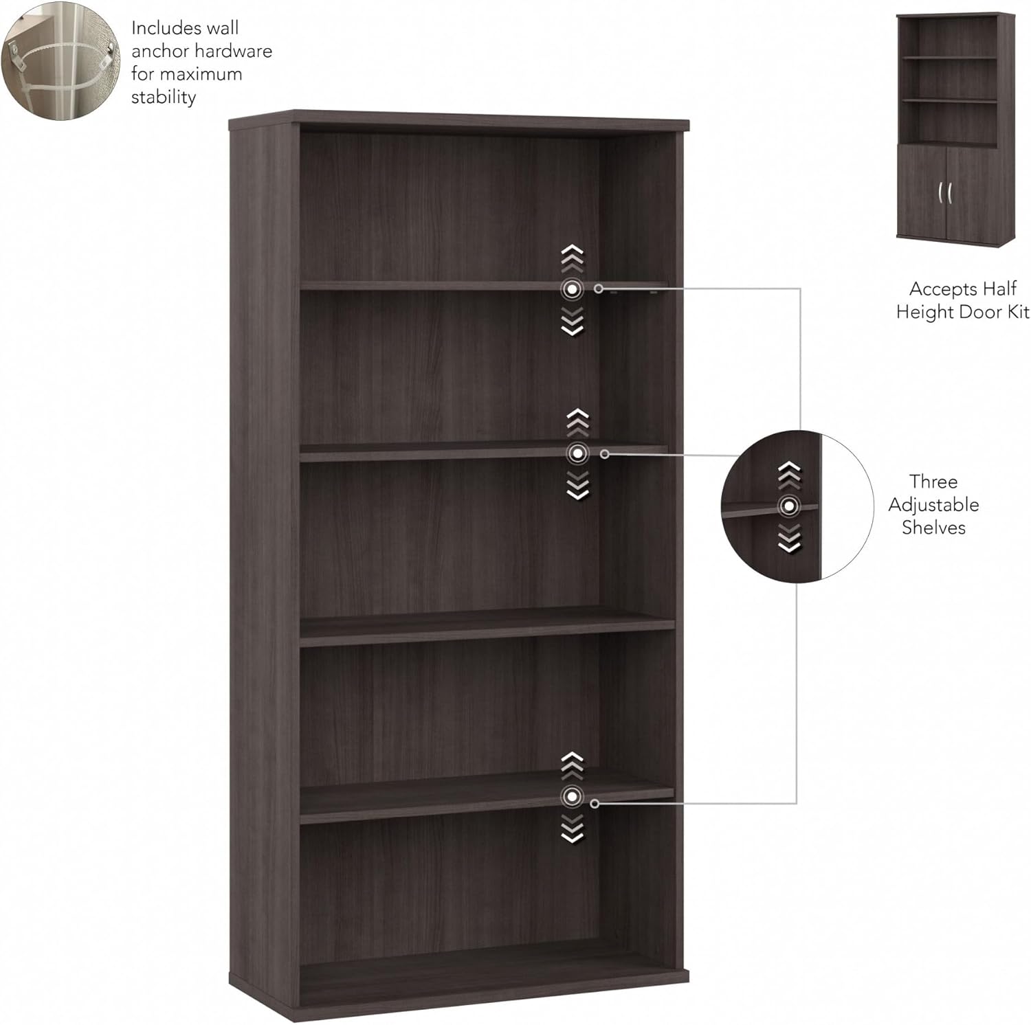 Bush Business Furniture Studio C Tall 5 Shelf Bookcase