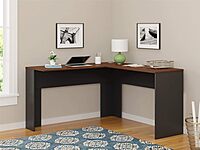 Ameriwood Home The Works 52inW L-Shaped Corner Desk, Cherry/Gray