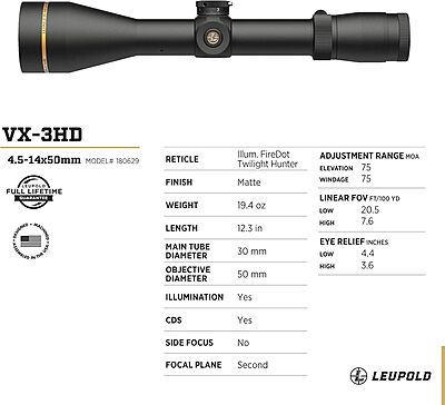 Leupold VX-3HD Riflescope with CDS-ZL ZeroLock Dial
