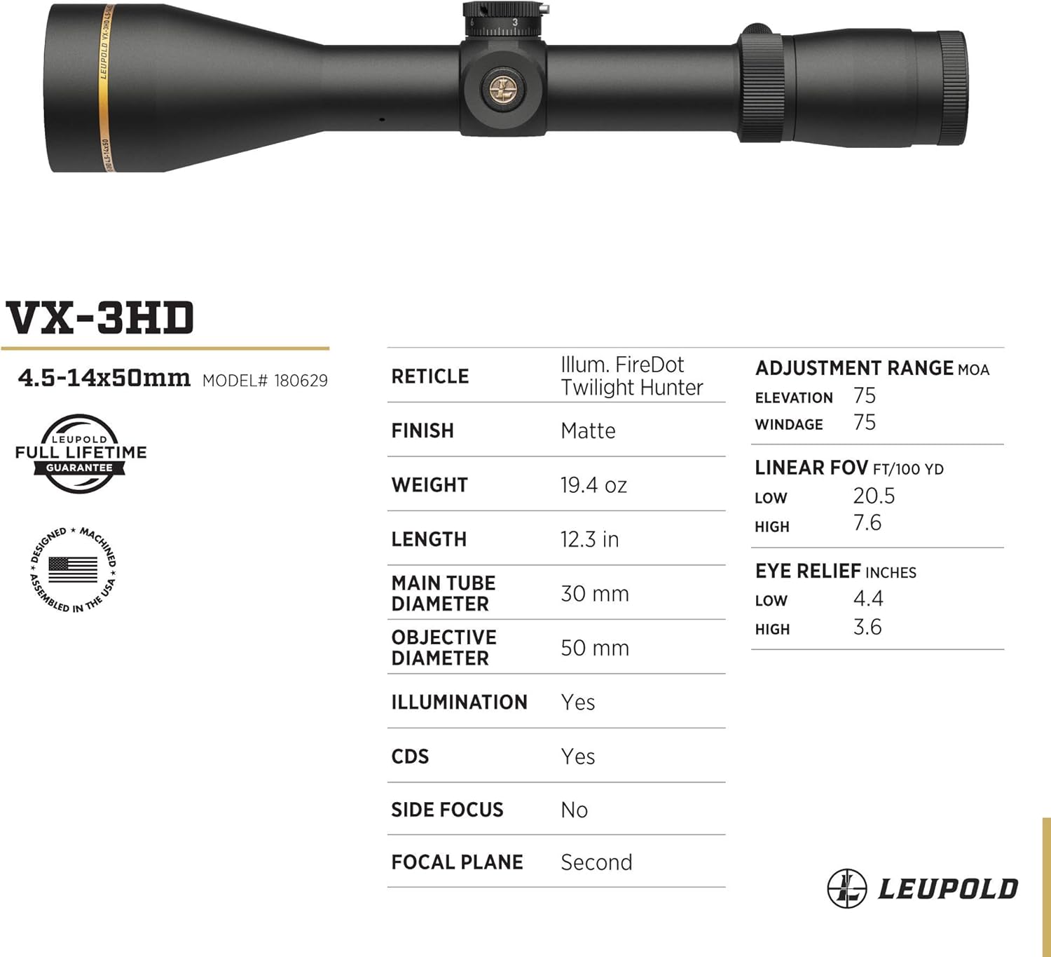 Leupold VX-3HD Riflescope with CDS-ZL ZeroLock Dial