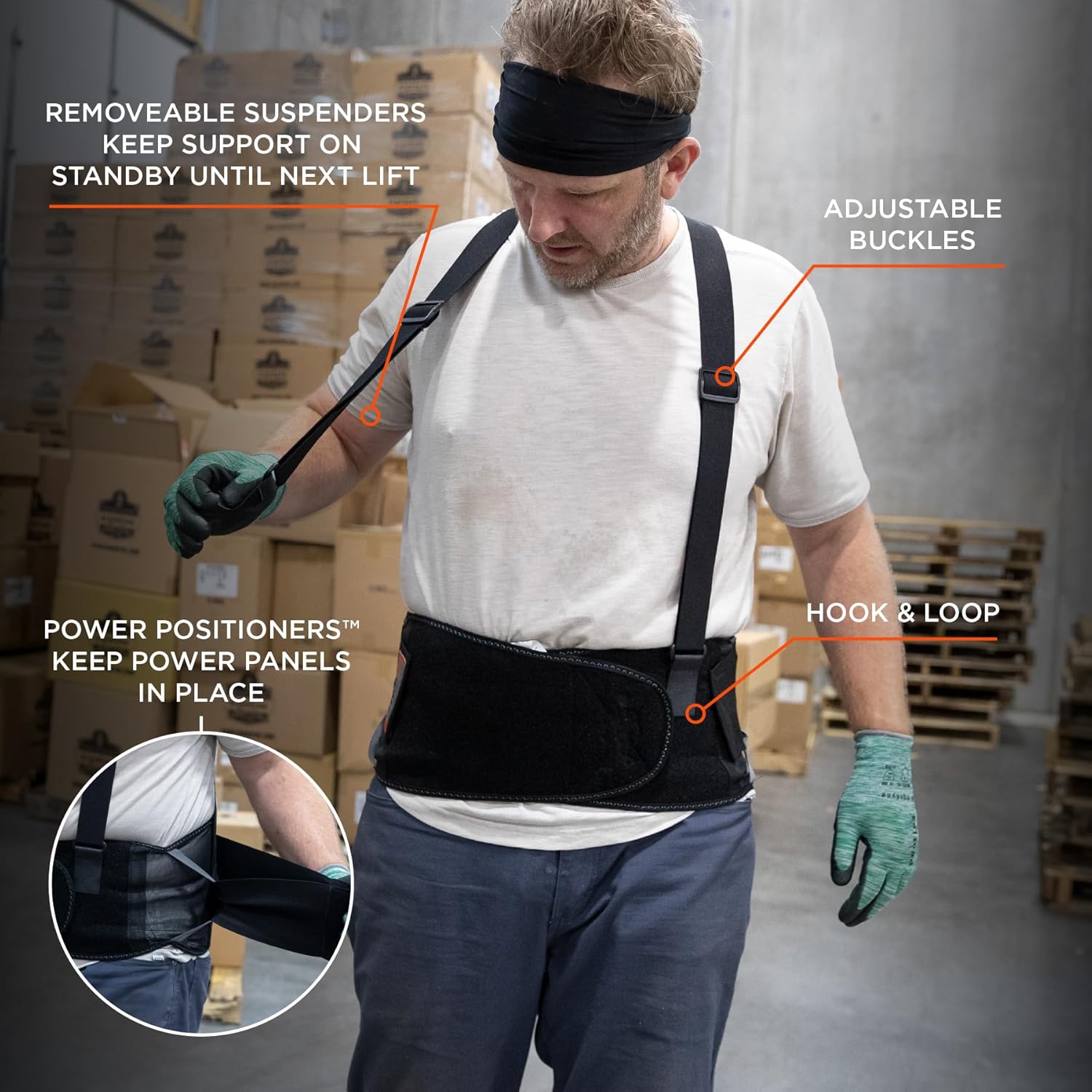 Ergodyne ProFlex 1100SF Back Support Brace, 8" Spandex Belt