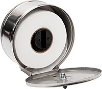 Mind Reader Toilet Paper Dispenser, Wall Mount, Lock with Key, Restroom, Stainless Steel, 10"L x 10.25"W x 4.5"H, Silver Silver Toilet Paper Dispenser