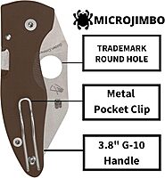 Spyderco MicroJimbo Ultra-Compact Pocket Knife - CPM 15V Steel Blade with G-10 Handle, Compression Lock, Brown, PlainEdge - C264GPBN15V