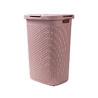 Mind Reader 60L Slim Laundry Hamper with Lid, Wicker-Style Plastic