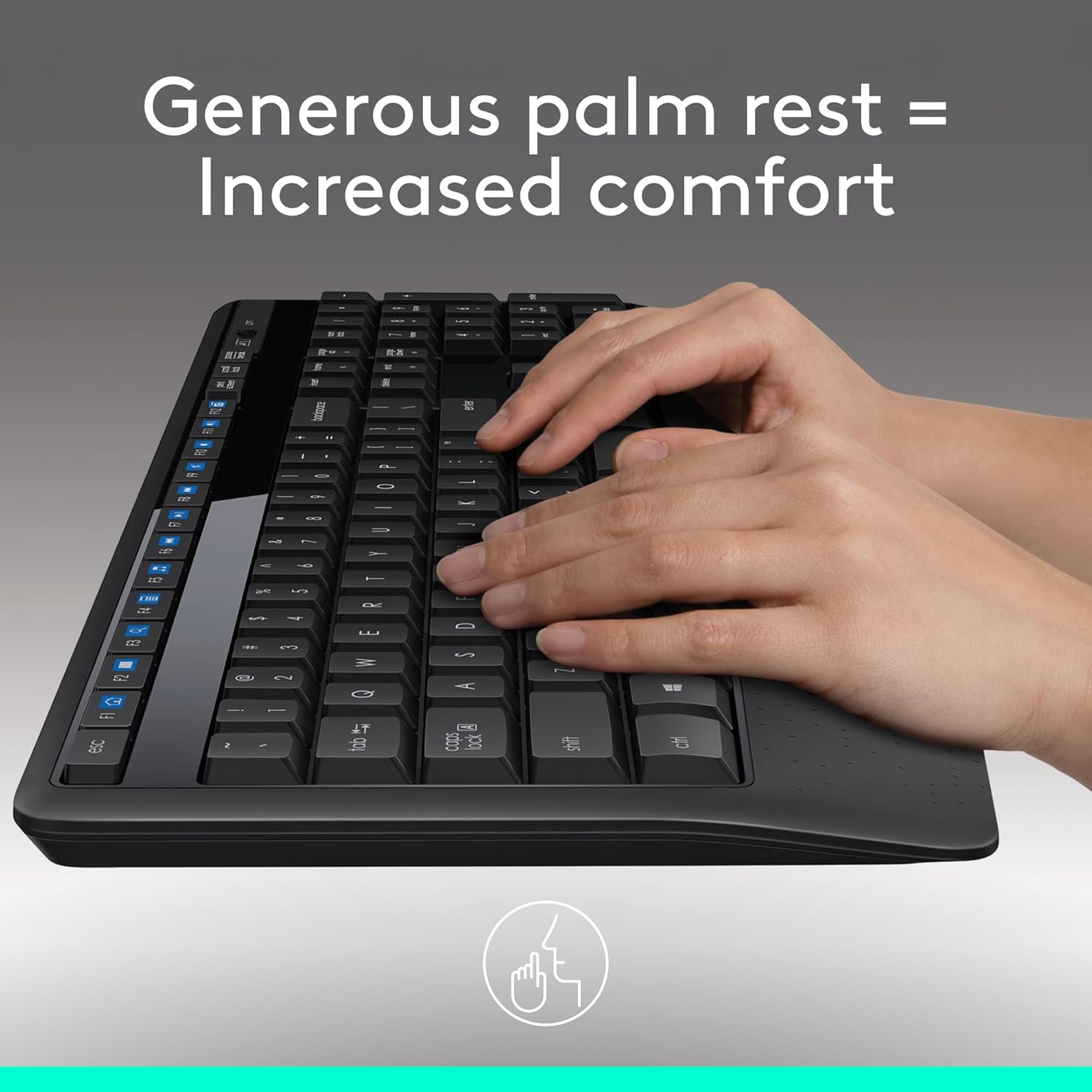 Logitech MK345 Wireless Keyboard and Mouse Combo with Palm Rest, 2.4 GHz USB Receiver, Compatible with PC, Laptop