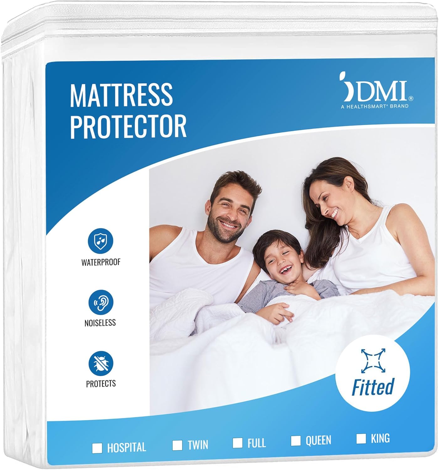 DMI Waterproof Mattress Protector and Cover, Contoured Fitted Sheet Fit, King Fitted King