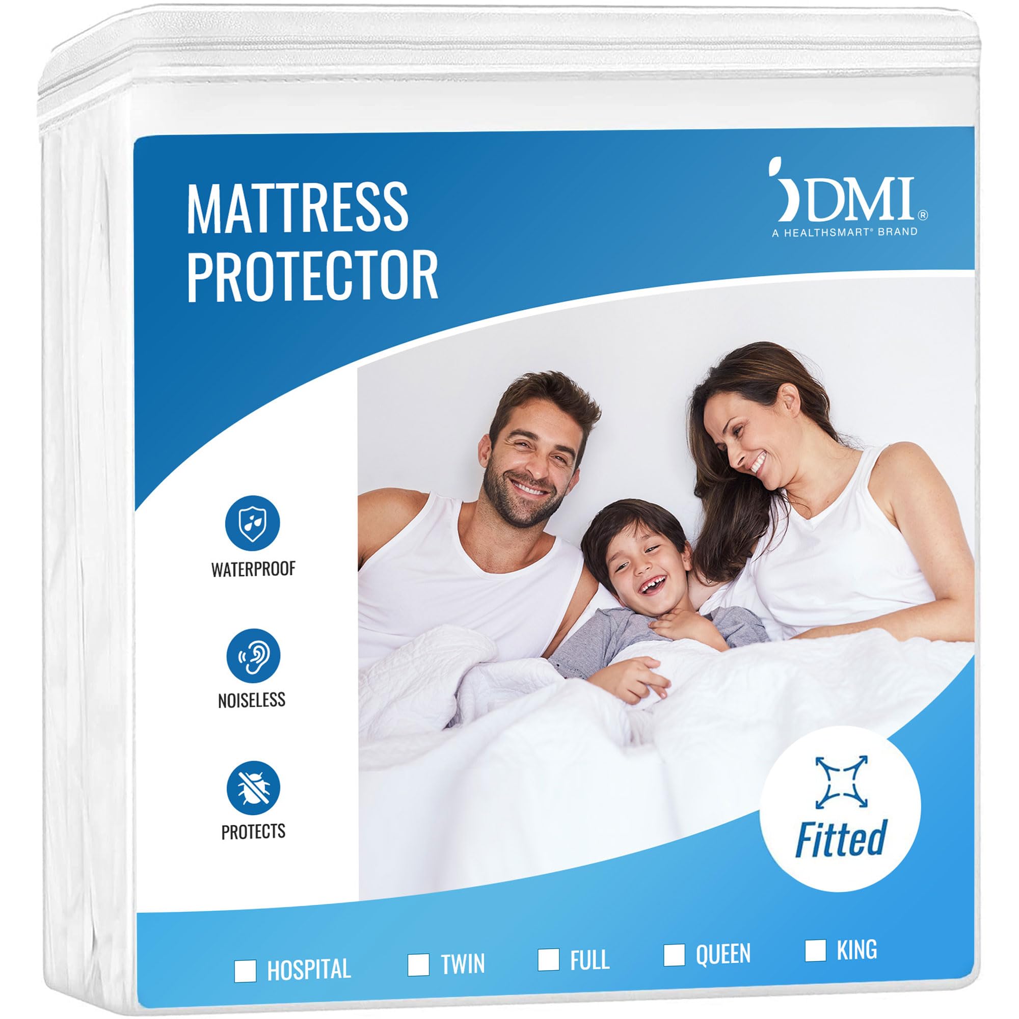 DMI Waterproof Mattress Protector and Cover, Contoured Fitted Sheet Fit, King Fitted King