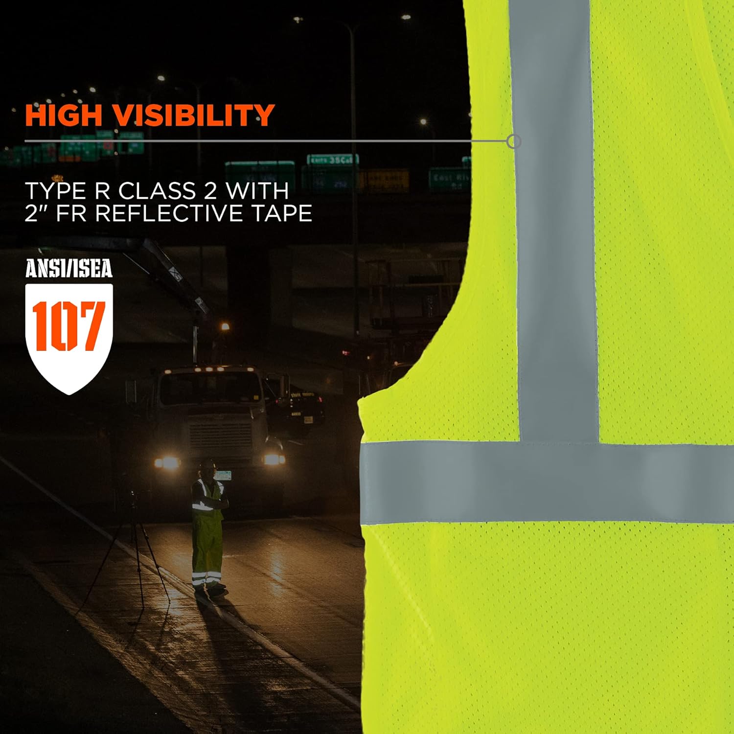 Ergodyne GloWear 8263FRHL Flame Resistant Safety Vest, High Visibility Modacrylic Breathable Mesh, FR Reflective Tape