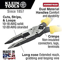 Klein Tools Needle Nose Pliers and 11-in-1 Ratcheting Screwdriver Nut Driver Tool Bundle Crimper + SCREWDRIVER,32500HDRT