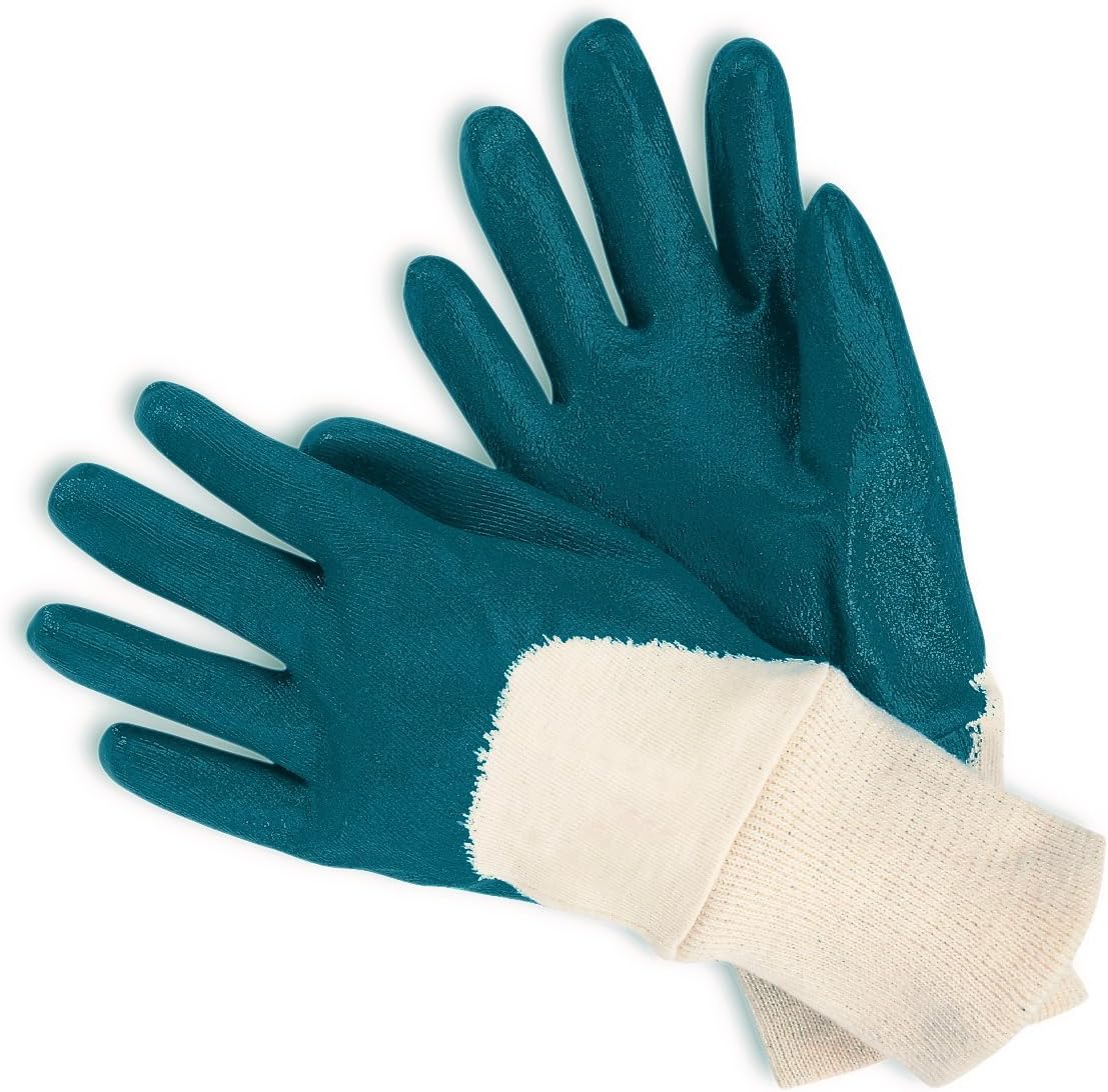 MCR SAFETY 97980 Predator Economy Palm Coated Nitrile Gloves with Interlock Lining and Knit Wrist