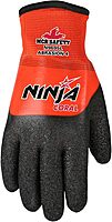 MCR SAFETY Ninja Insulated Work Gloves, 15 Gauge Nylon Shell, Full PVC Dip
