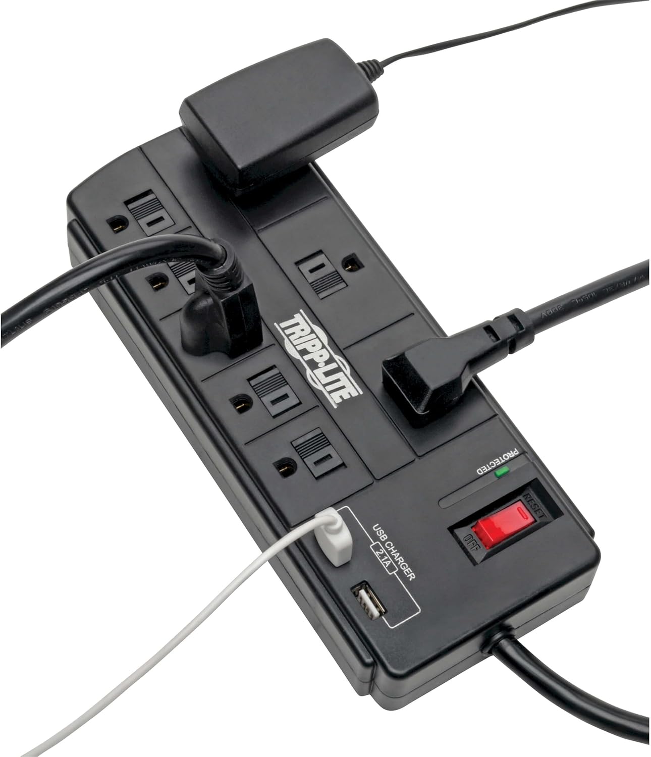 Tripp Lite Surge Protector with USB Charging, 8 Outlet Surge Protector Power Strip, 2 USB Charge Ports, 8ft Cord