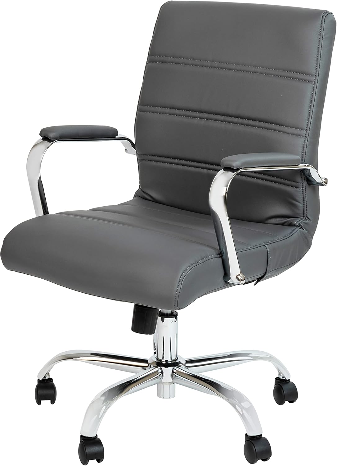Flash Furniture Whitney Mid-Back Swivel LeatherSoft Desk Chair with Padded Seat and Armrests