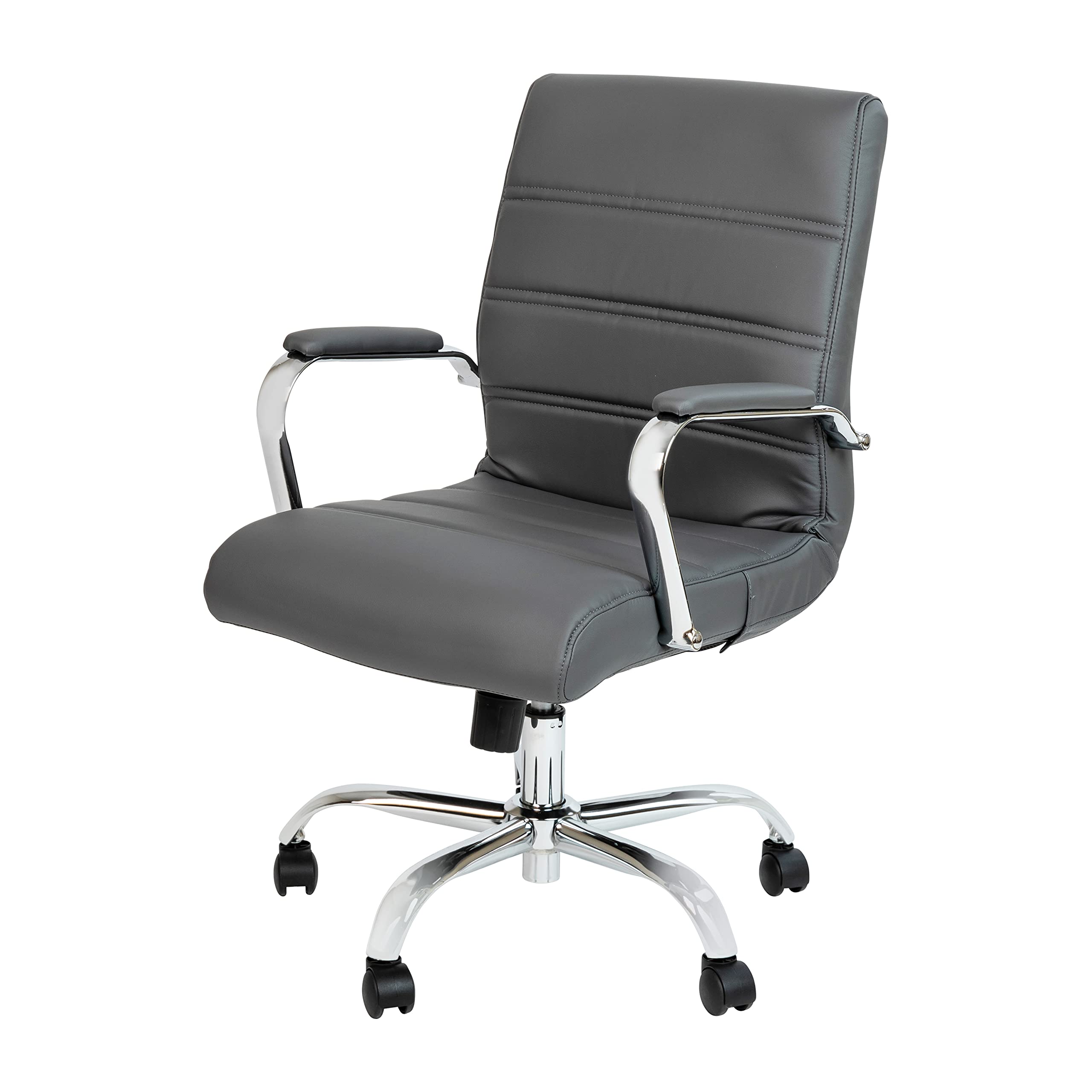 Flash Furniture Whitney Mid-Back Swivel LeatherSoft Desk Chair with Padded Seat and Armrests