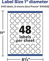 Avery Glossy Clear Round Labels, Sure Feed Technology, 1" Diameter, Print-to-The-Edge, Laser/Inkjet Printable