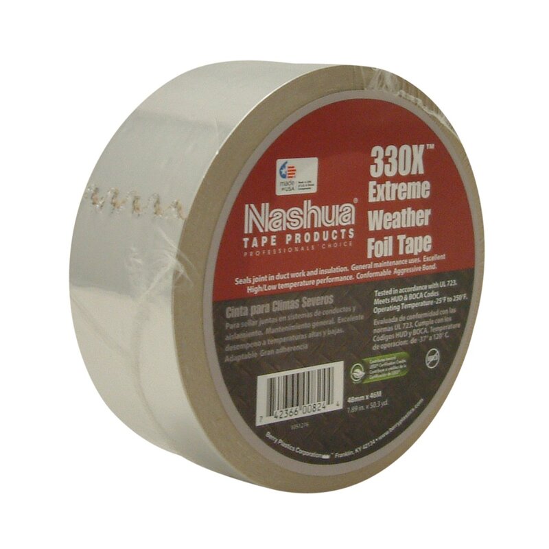Nashua 330X/SI250 330X Extreme Weather Foil Tape, 3.5 mil Thick, 50 yd. Length x 2" Width, Silver