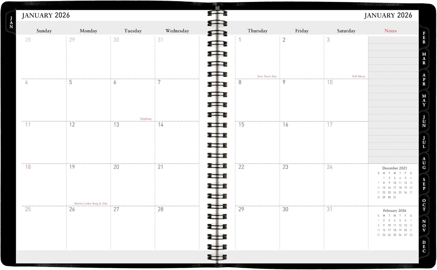 Office Depot Brand 13-Month Monthly Planner, 7" x 9", Black, January 2026 to January 2027, OD71110026