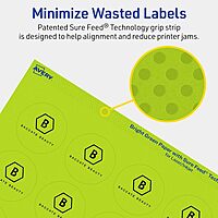 Avery Printable Round Labels, Sure Feed Technology, 1-2/3" Diameter, Bright Green Labels, Print-to-The-Edge