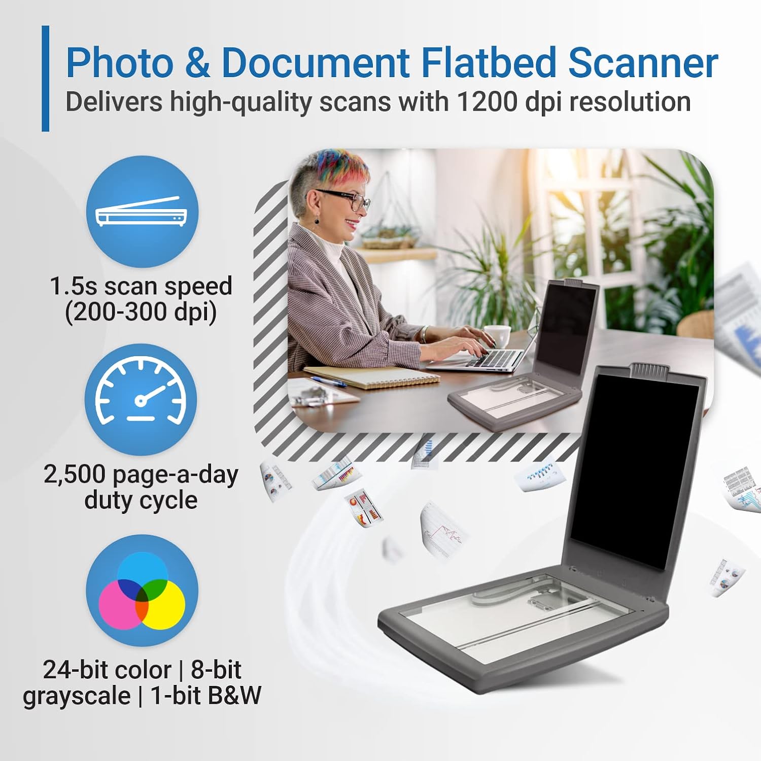 Visioneer Flatbed Color Photo and Document Scanner with Tag That Photo Software