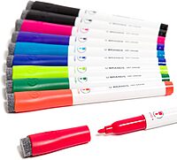 U Brands Low-Odor Dry-Erase Markers with Erasers, Medium (2mm) Point, Assorted Colors, Pack of 10
