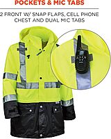 Ergodyne Standard Class 3 Hi-vis Rain Jacket Black Bottom Large