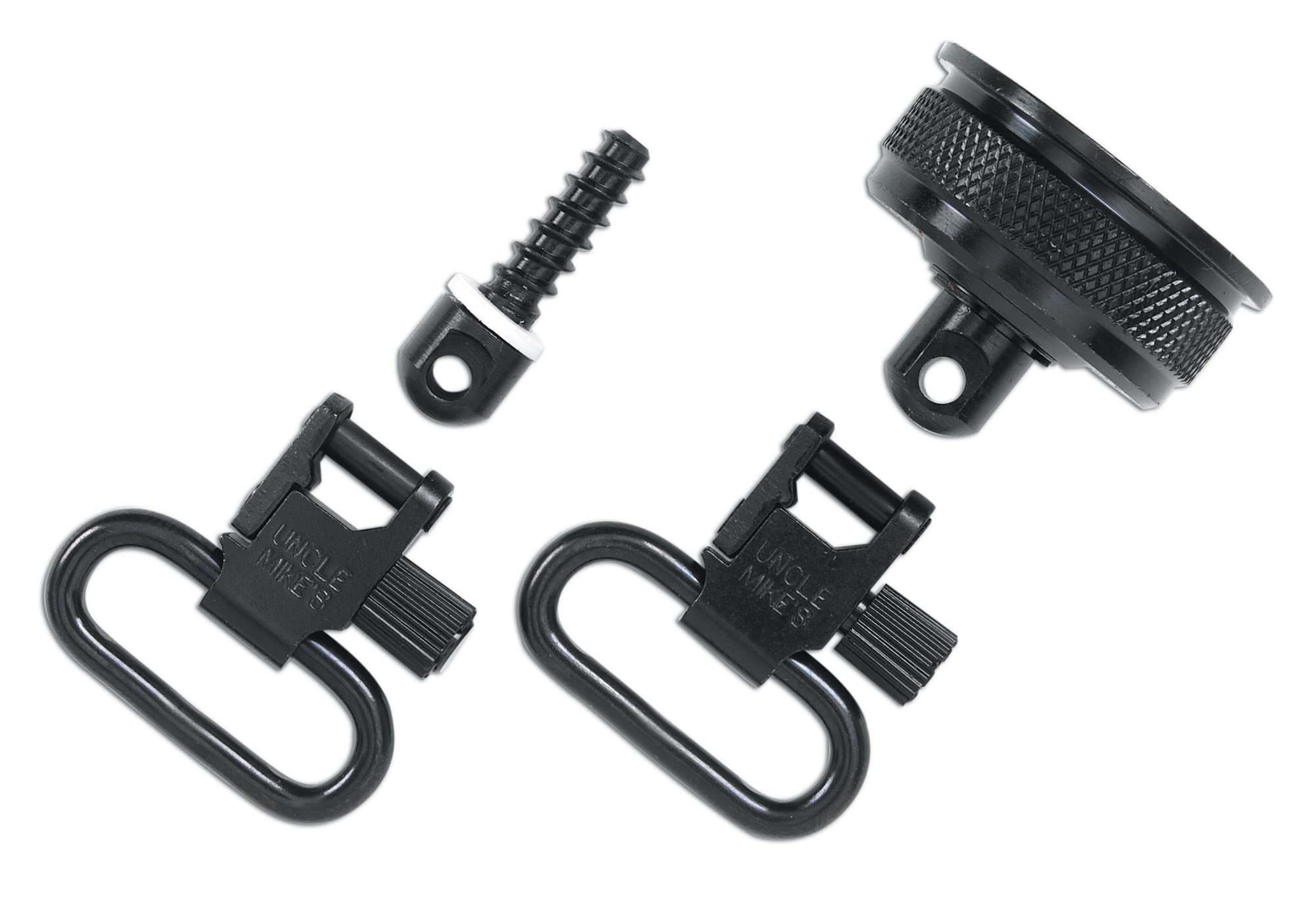 Uncle Mike's Quick Detach Swivels QD REM 870 12 Gauge Blued 1" External Ratchet Cap Set,18012 Black
