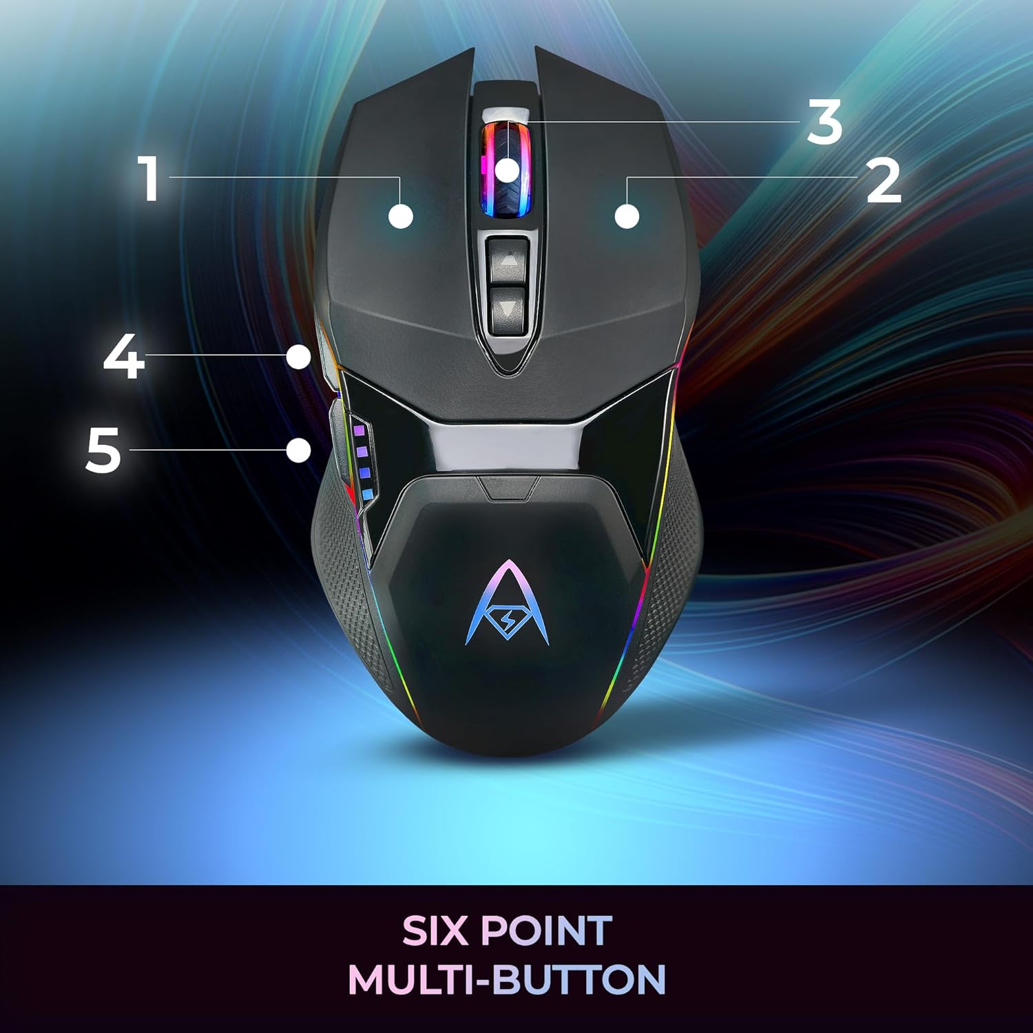 iMouse X5 USB RGB Illuminated Gaming Mouse – 7 Buttons, Adjustable Weight, 6 Level DPI Switch up to 6400, Optical Sensor