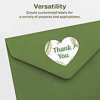 Avery EcoFriendly Matte White Recycled Heart Labels, 2-9/32" x 1-27/32", Print-to-The-Edge, Matte White Labels, Permanent Adhesive, Laser/Inkjet Printable, 120 Total 120 labels