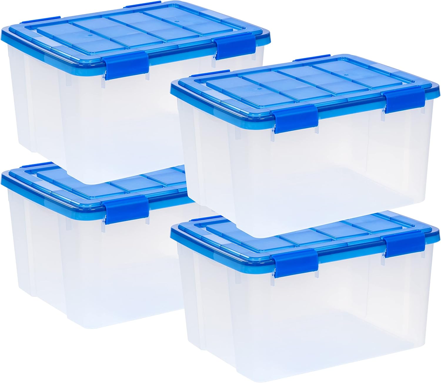 IRIS USA WeatherPro 4-Pack 46.6qt Airtight Plastic Storage Bins with Lids & Buckles