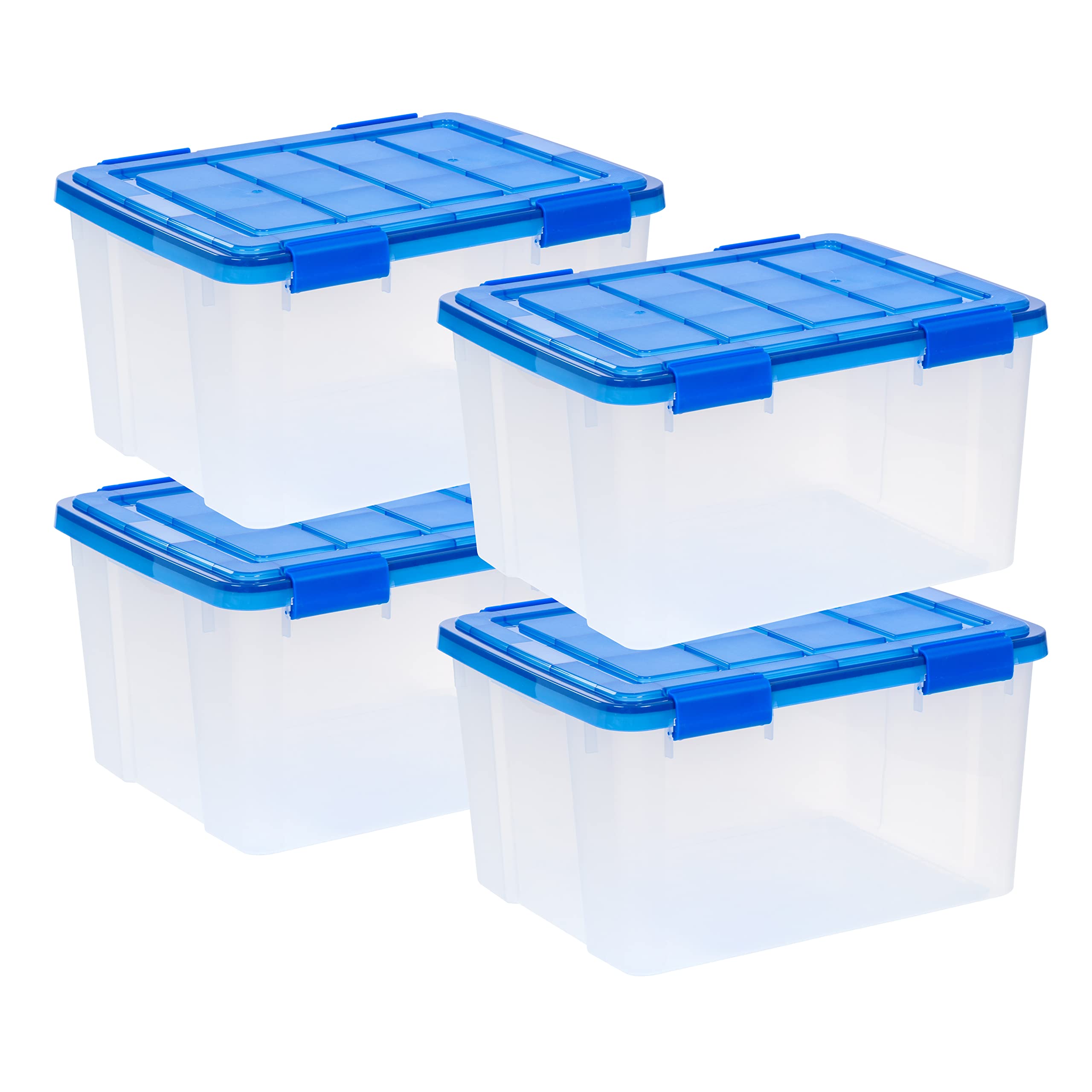 IRIS USA WeatherPro 4-Pack 46.6qt Airtight Plastic Storage Bins with Lids & Buckles