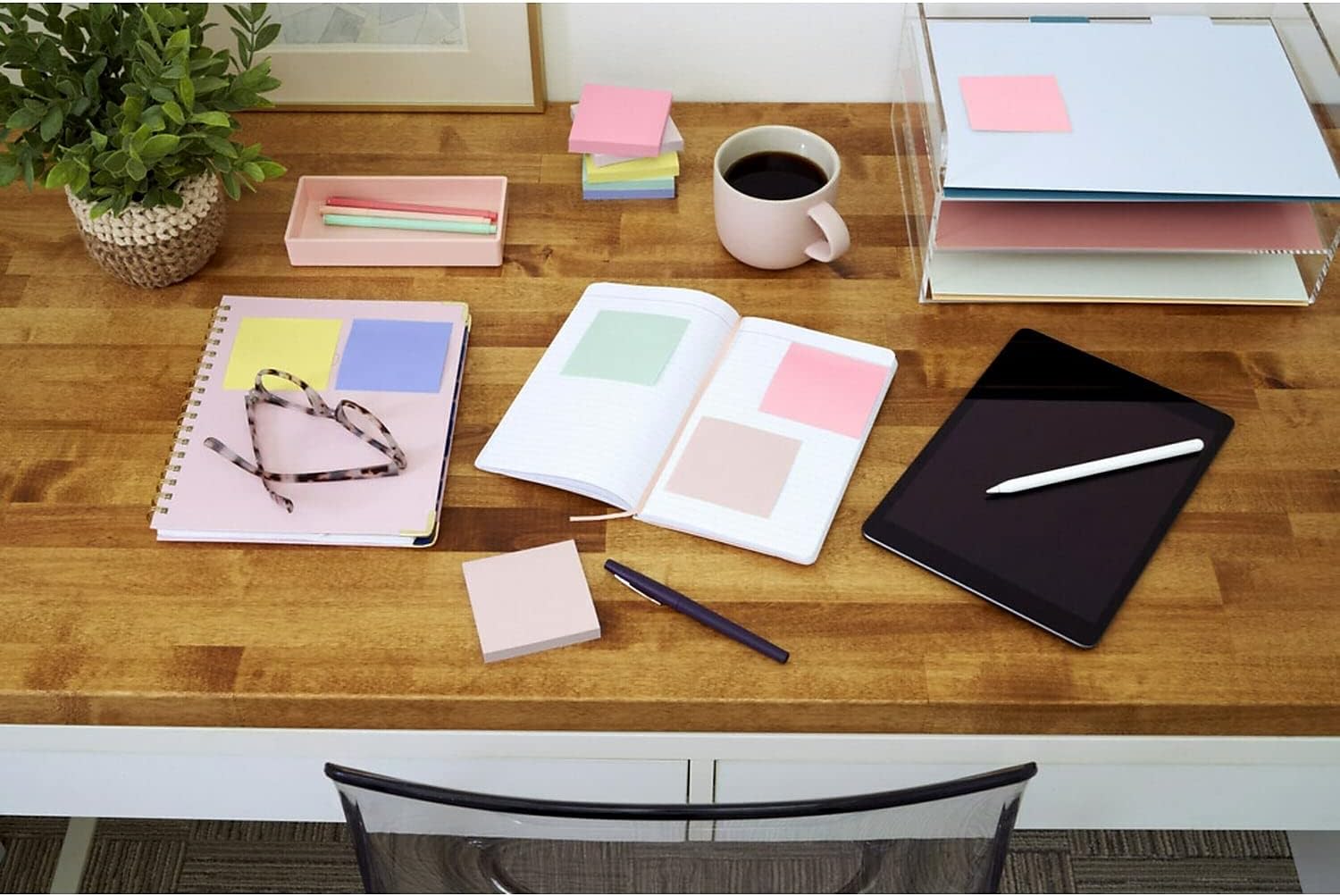 Post-it Greener Notes, 4 in x 6 in, 5 Pads, 100 Sheets/Pad, Lined, Clean Removal, School Supplies and Office Products