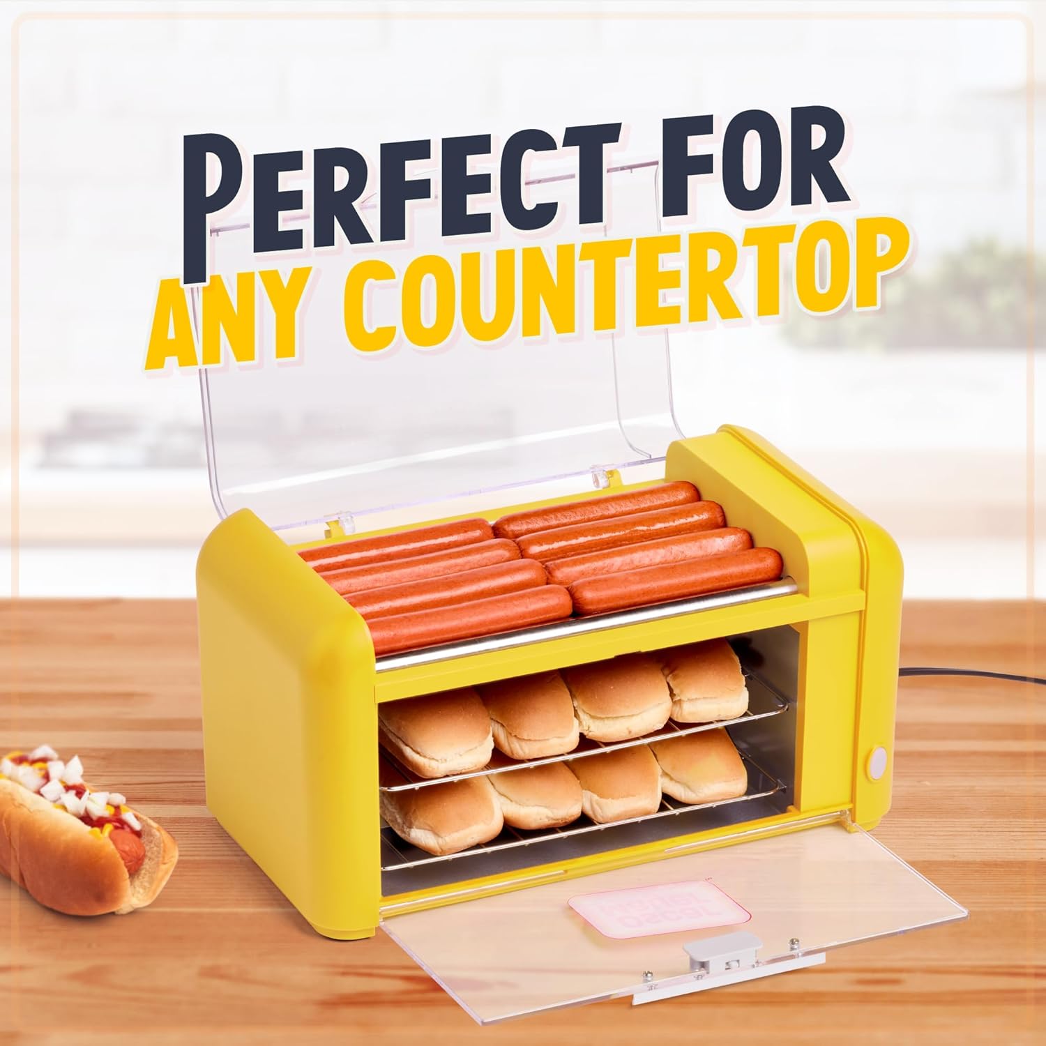 Nostalgia Oscar Mayer Extra Large Countertop 8 Hot Dog Roller and Bun Toaster Oven
