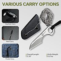 CIVIVI Gramis Mini Fixed Blade Neck Knife for EDC, Swedish 14C28N Steel, With Kydex Sheath with Chain and Lanyard C23004-2 Plain