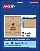 AVERY Kraft Brown Wraparound Band Labels, Sure Feed Technology, 2-3/8" x 8"