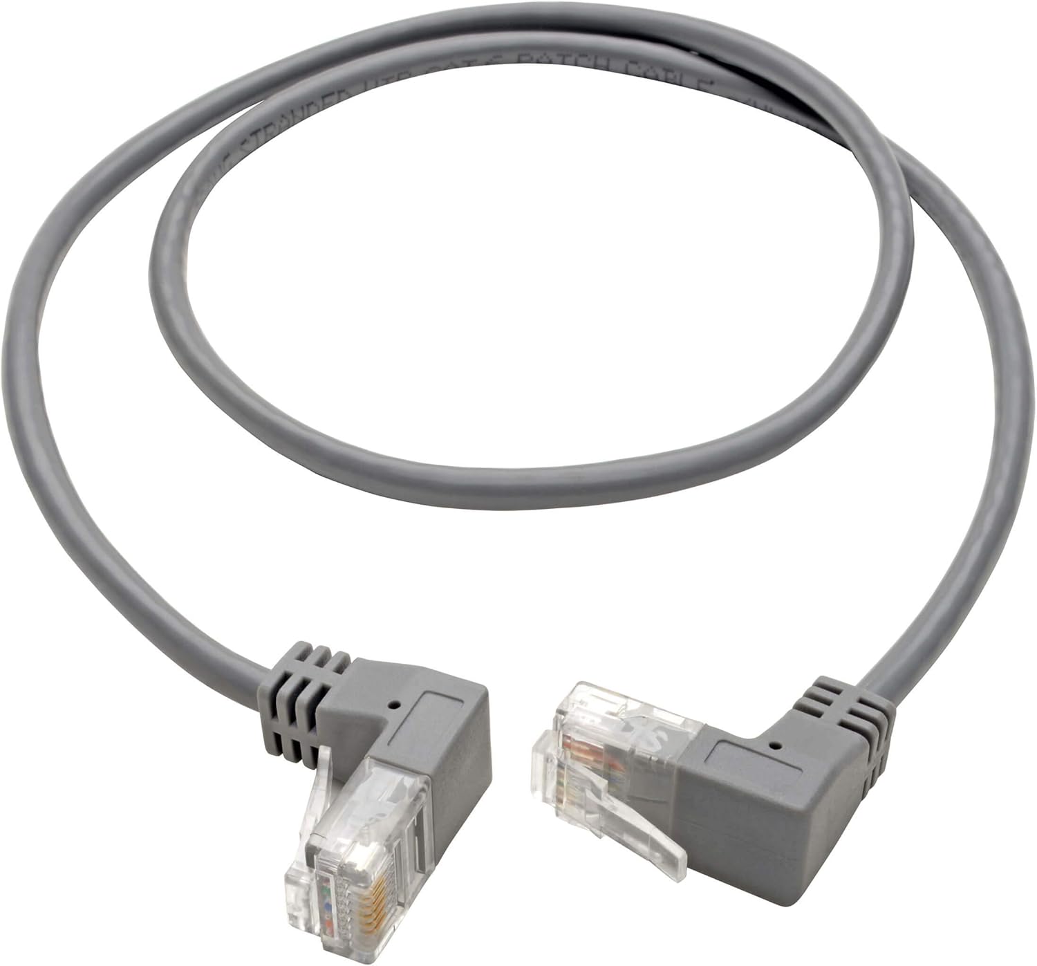 TRIPP LITE Cat6 Gigabit Patch Cable Snagless Right-Angle Utp Slim, 2', Gray (N201-SR2-GY)