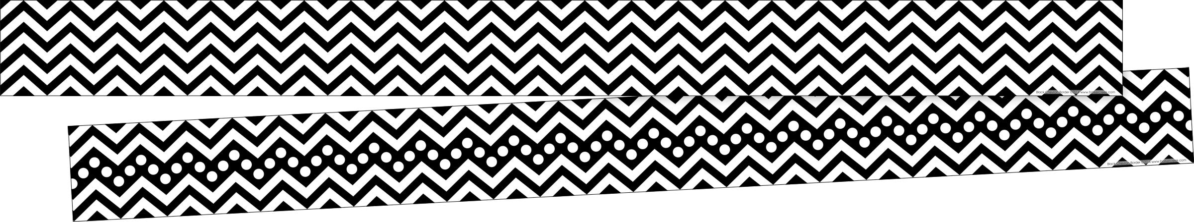 Barker Creek Double-Sided Border 2-Pack, Black Chevron, Decorate Galore with 70' of Border