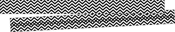 Barker Creek Double-Sided Border 2-Pack, Black Chevron, Decorate Galore with 70' of Border, Coordinating Designs Printed On Both Sides for Twice The Value, 3" x 70' (3695)