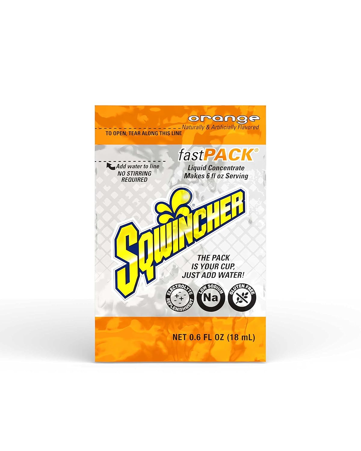 Sqwincher Fast Pack Liquid Concentrate | Orange Flavored | Low Calorie | Low Sodium | Electrolyte Replenishment Hydration