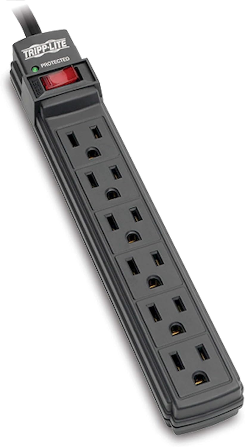 Tripp Lite 6 Outlet Surge Protector Power Strip, 6ft Cord, Black, $10,000 INSURANCE (TLP6B)