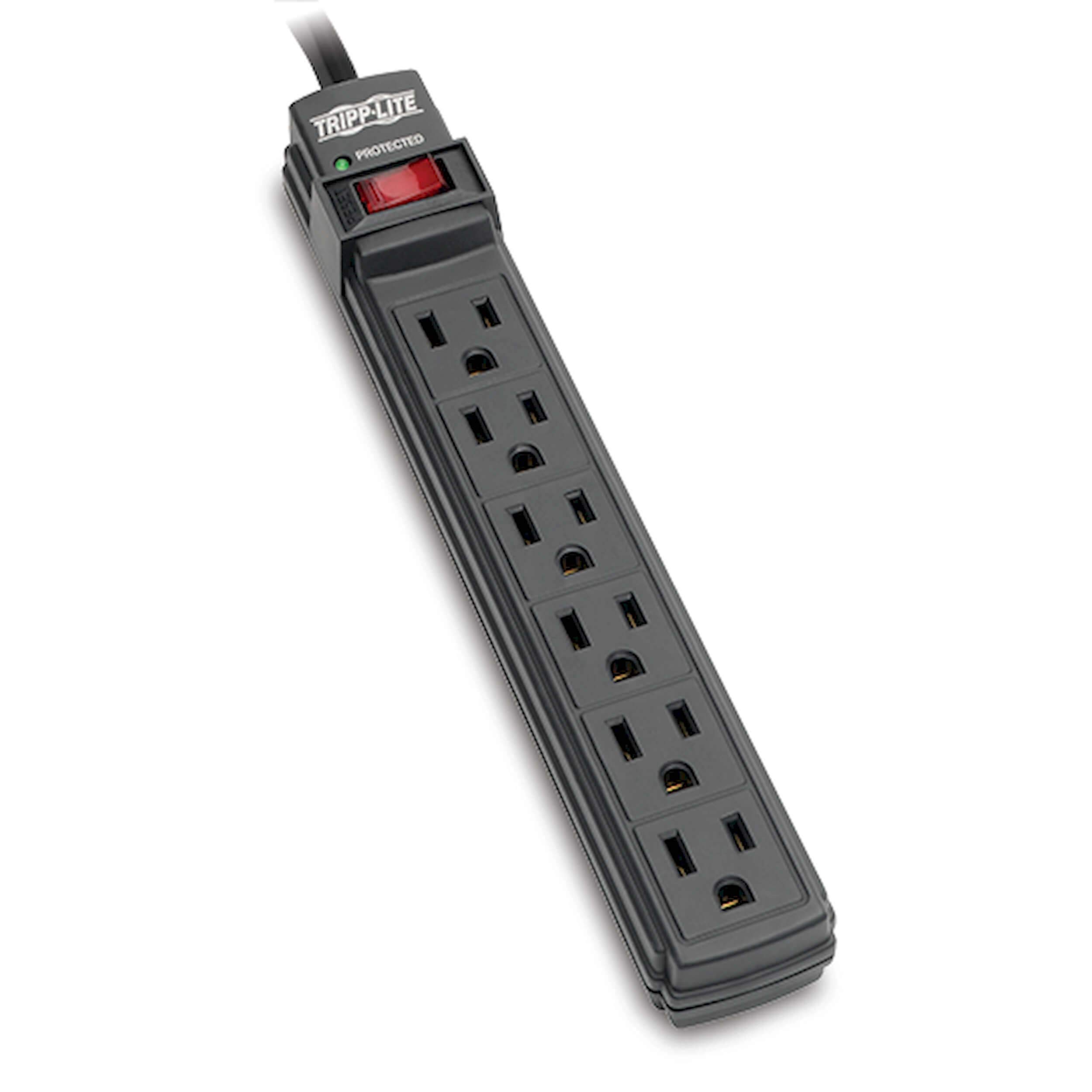 Tripp Lite 6 Outlet Surge Protector Power Strip, 6ft Cord, Black, $10,000 INSURANCE (TLP6B)