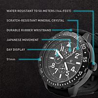 Smith & Wesson Men's Calibrator Watch, 5ATM, Stainless Steel Caseback, Precision Quartz, Black Rubber Strap, 51mm White