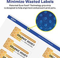 Avery Matte White Removable Rectangle Labels, Sure Feed Technology, 1-1/3" x 4", 210 Removable Labels, Laser/Inkjet Printable 210 labels