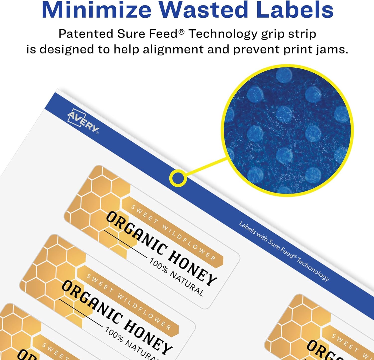 Avery Matte White Removable Rectangle Labels, Sure Feed Technology, 1-1/3" x 4", 210 Removable Labels