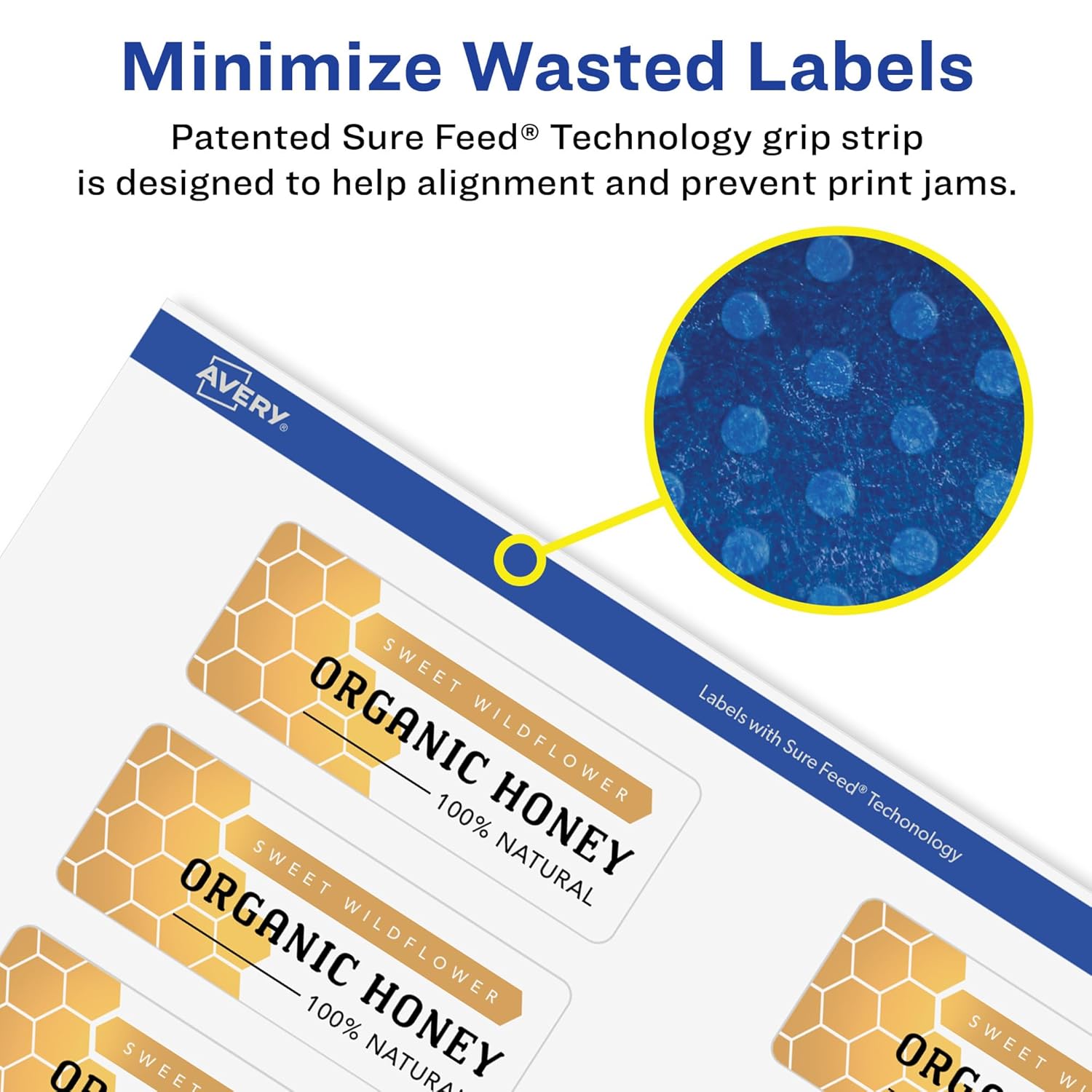Avery Matte White Removable Rectangle Labels, 0.75" x 3.5", Sure Feed Technology, Print-to-The-Edge, Laser/Inkjet Printable