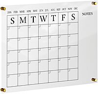 Martha Stewart Grayson Acrylic Wall Calendar and Notes Board with Dry Erase Marker