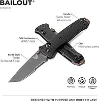 BENCHMADE Bailout 537 EDC/Tactical Knife, Tanto Blade, Aluminum Handle
