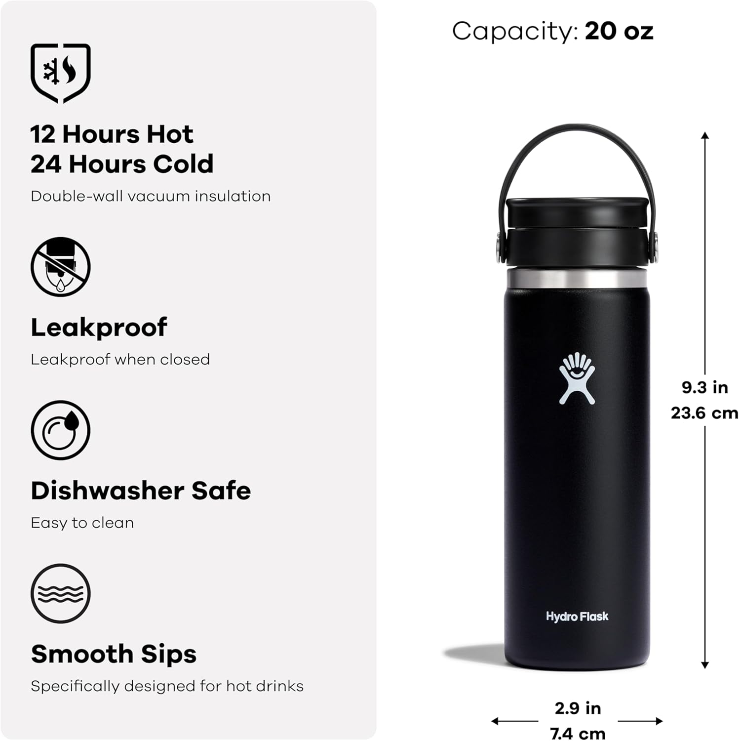 HYDRO FLASK Wide Mouth Insulated Bottle with Flex Sip Lid