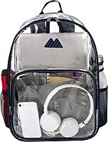 Summit Ridge Waterproof Clear Backpack with Water Bottle Holder - Stadium Approved Heavy-Duty Clear Backpack