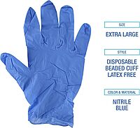 Boardwalk Disposable General-Purpose Powder-Free Nitrile Gloves, X-Large, Blue, 4mil, Box Of 100 Gloves